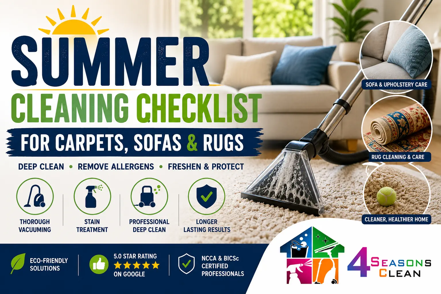 Summer Cleaning Checklist for Carpets, Sofas & Rugs 1 Summer Cleaning Checklist for Carpets, Sofas & Rugs